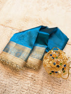 Banarasi Tissue Saree having Plain Body & Lace Border