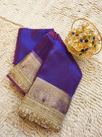 Banarasi Tissue Saree having Plain Body & Lace Border