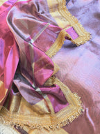 Banarasi Tissue Saree having Plain Body & Lace Border