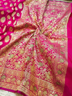 Rani Pink Banarasi Silk Saree in Mashru Katan