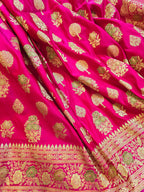 Rani Pink Banarasi Silk Saree in Mashru Katan