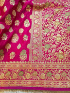 Rani Pink Banarasi Silk Saree in Mashru Katan