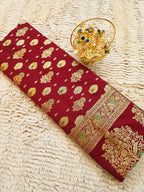 Maroon Majesty – Banarasi Mashru Katan Silk Saree