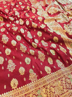 Maroon Majesty – Banarasi Mashru Katan Silk Saree
