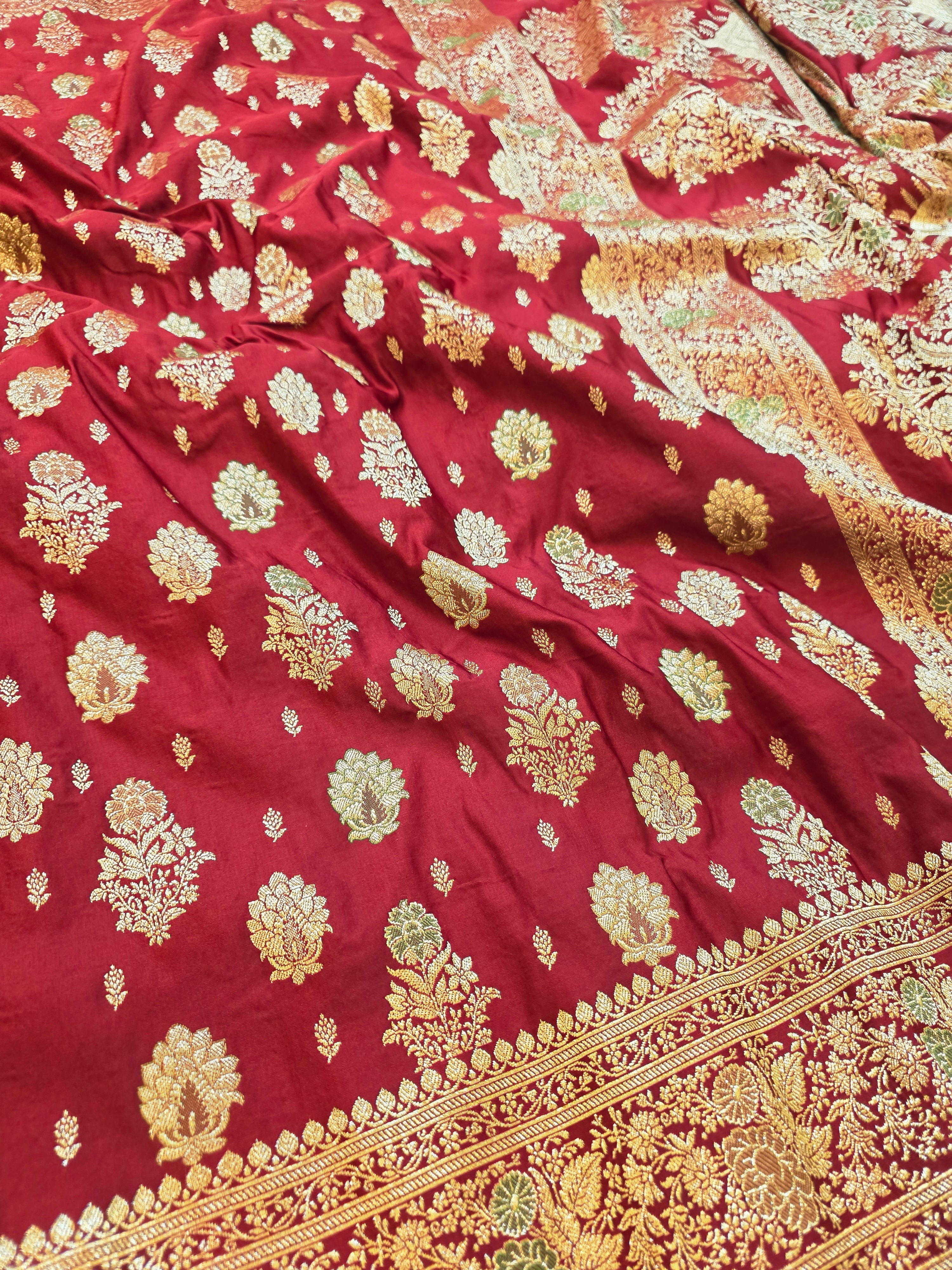Maroon Majesty – Banarasi Mashru Katan Silk Saree