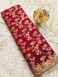 Gulzar – Maroon Banarasi Mashru Katan Silk Saree with Floral Jaal