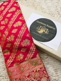 Rani Rose – Pink-Red Banarasi Mashru Katan Silk Saree