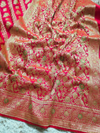 Rani Rose – Pink-Red Banarasi Mashru Katan Silk Saree