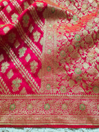 Rani Rose – Pink-Red Banarasi Mashru Katan Silk Saree