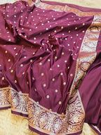 Banarasi Mashru Katan Silk Suit Set | Silver Paisley Booti