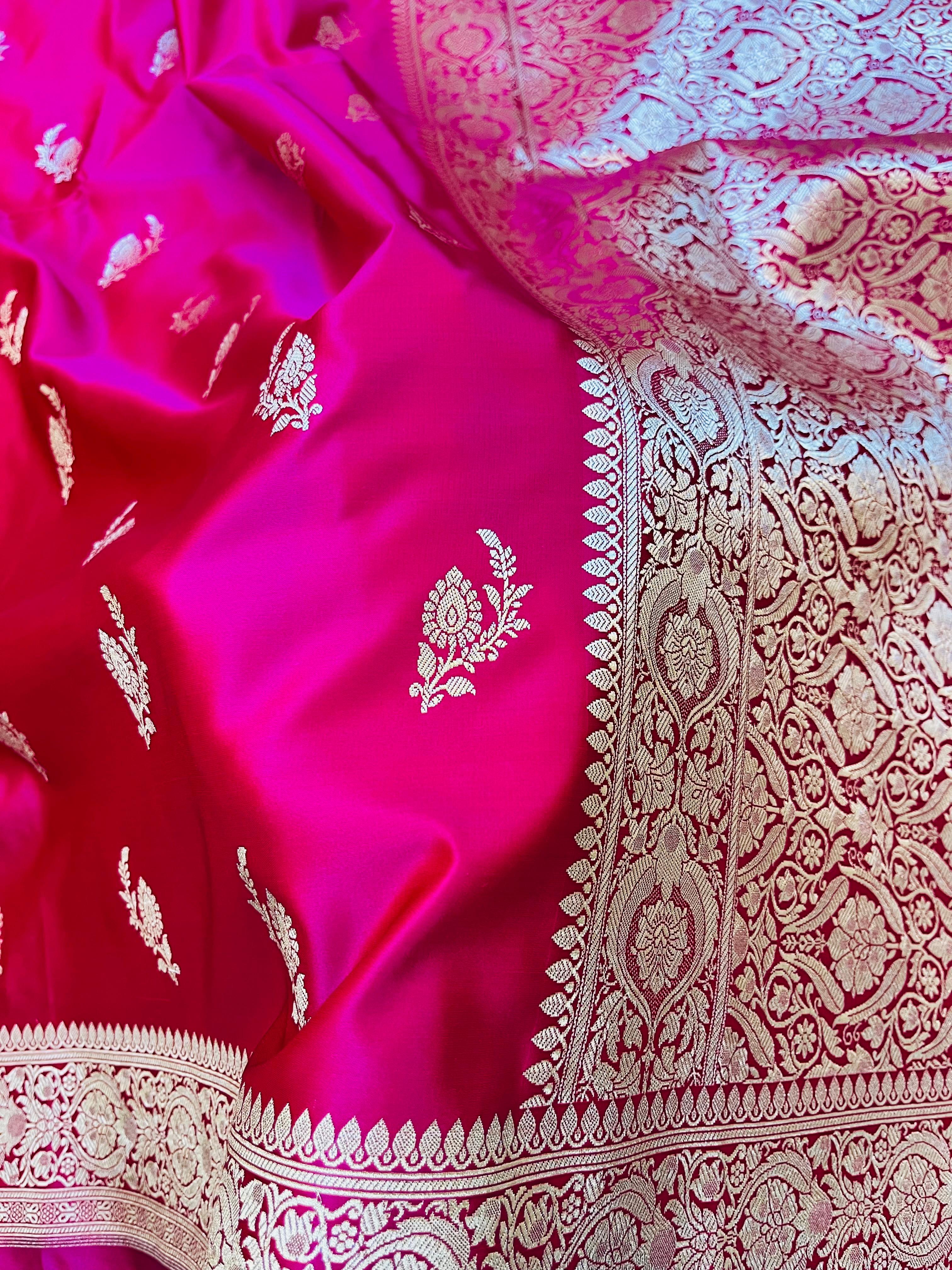Banarasi Mashru Katan Silk Saree with Delicate Booti