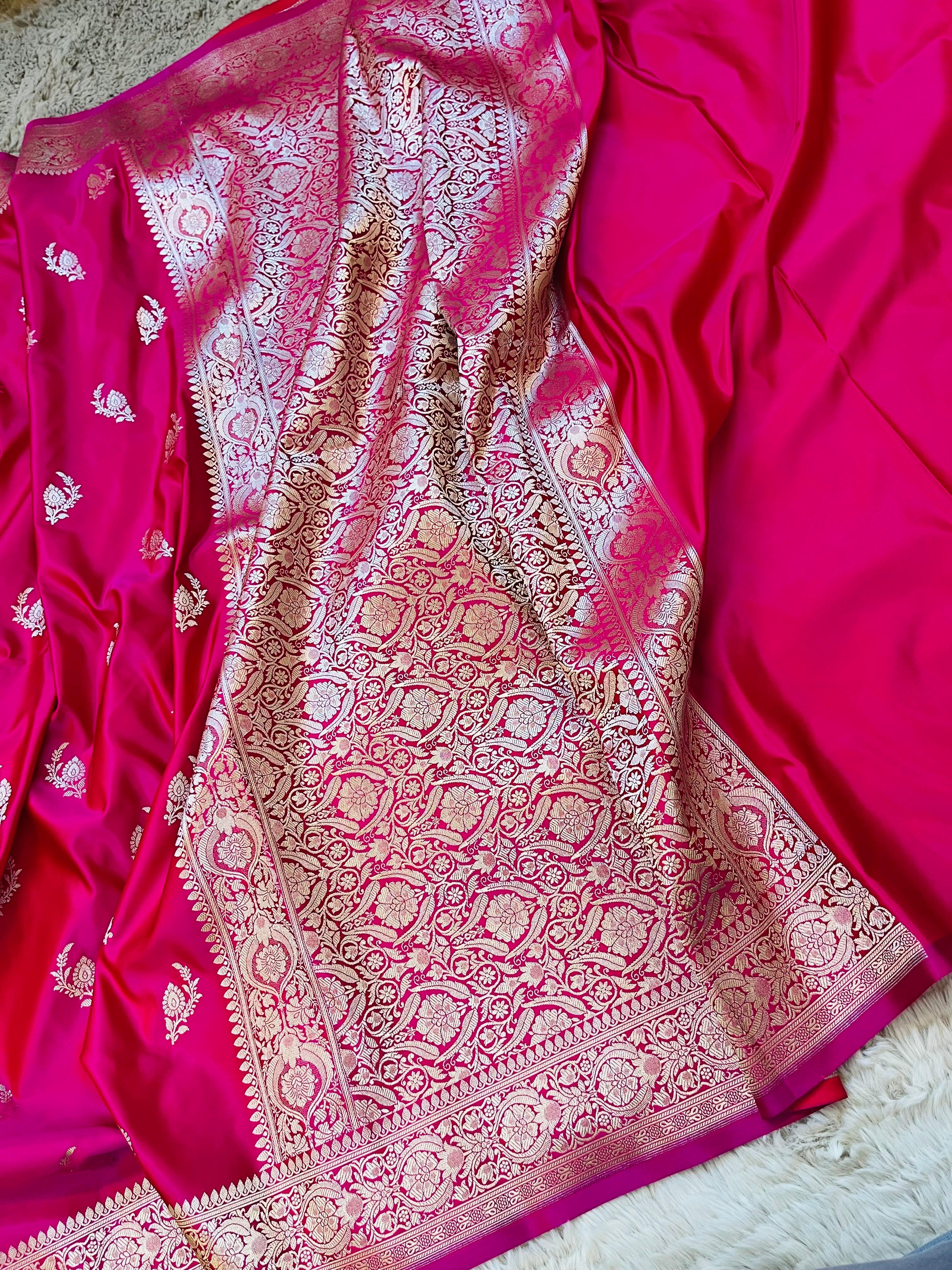 Banarasi Mashru Katan Silk Saree with Delicate Booti