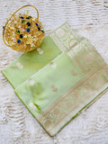 Pure Banarasi Luxury Mashru Katan Silk Saree with Silver Zari Weaving