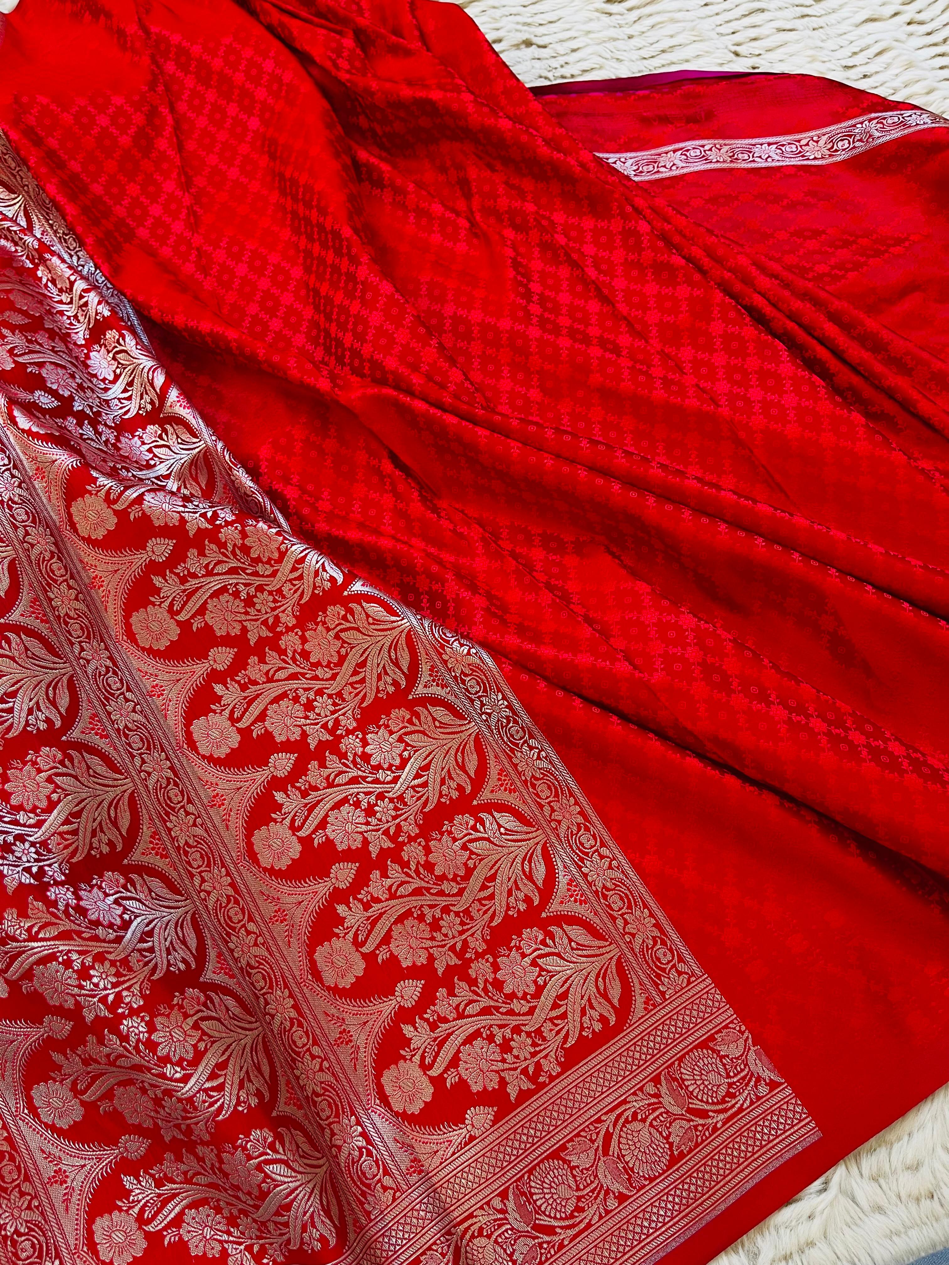 Royal Mashru Katan Silk Tanchoi Saree — Handwoven Banarasi Elegance