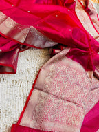 Banarasi Tissue Silk Saree with Hand Stone Work & Zari Border