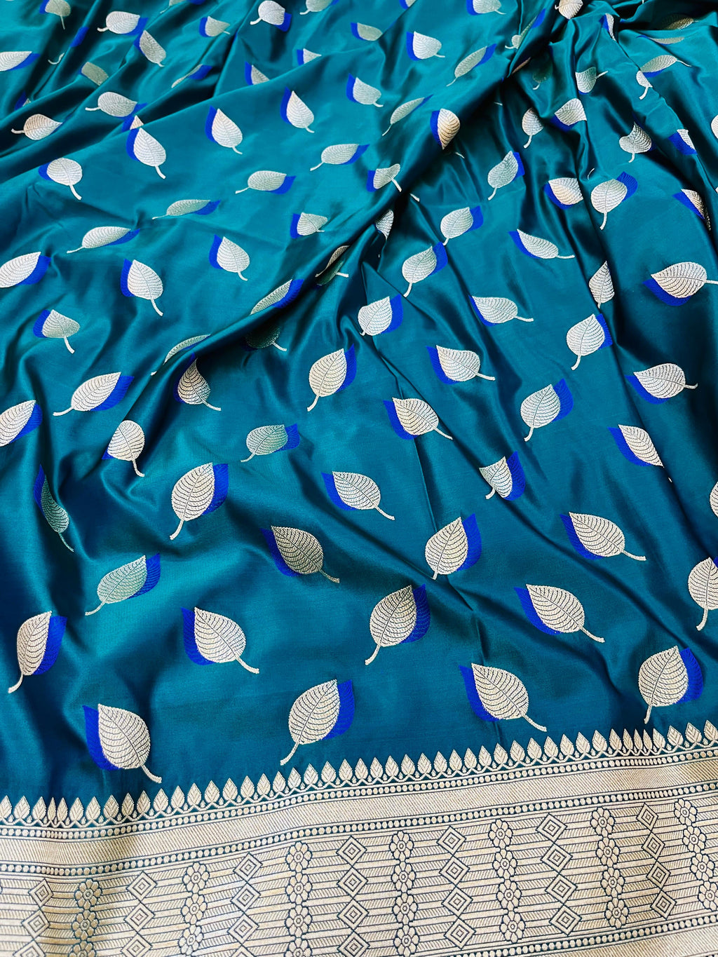 Pure Mashru Katan Silk Banarasi Saree | Paan Buti Motif | Antique Zari Pallu