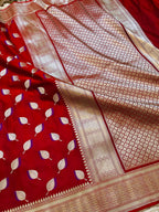 Pure Mashru Katan Silk Banarasi Saree | Paan Buti Motif | Antique Zari Pallu